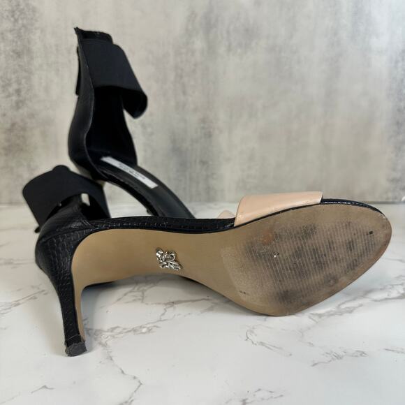 Simply Vera Vera Wang Sandals Black Tan Womens Sz 7 Ankle Strap Heels Dress Shoe - Picture 9 of 12